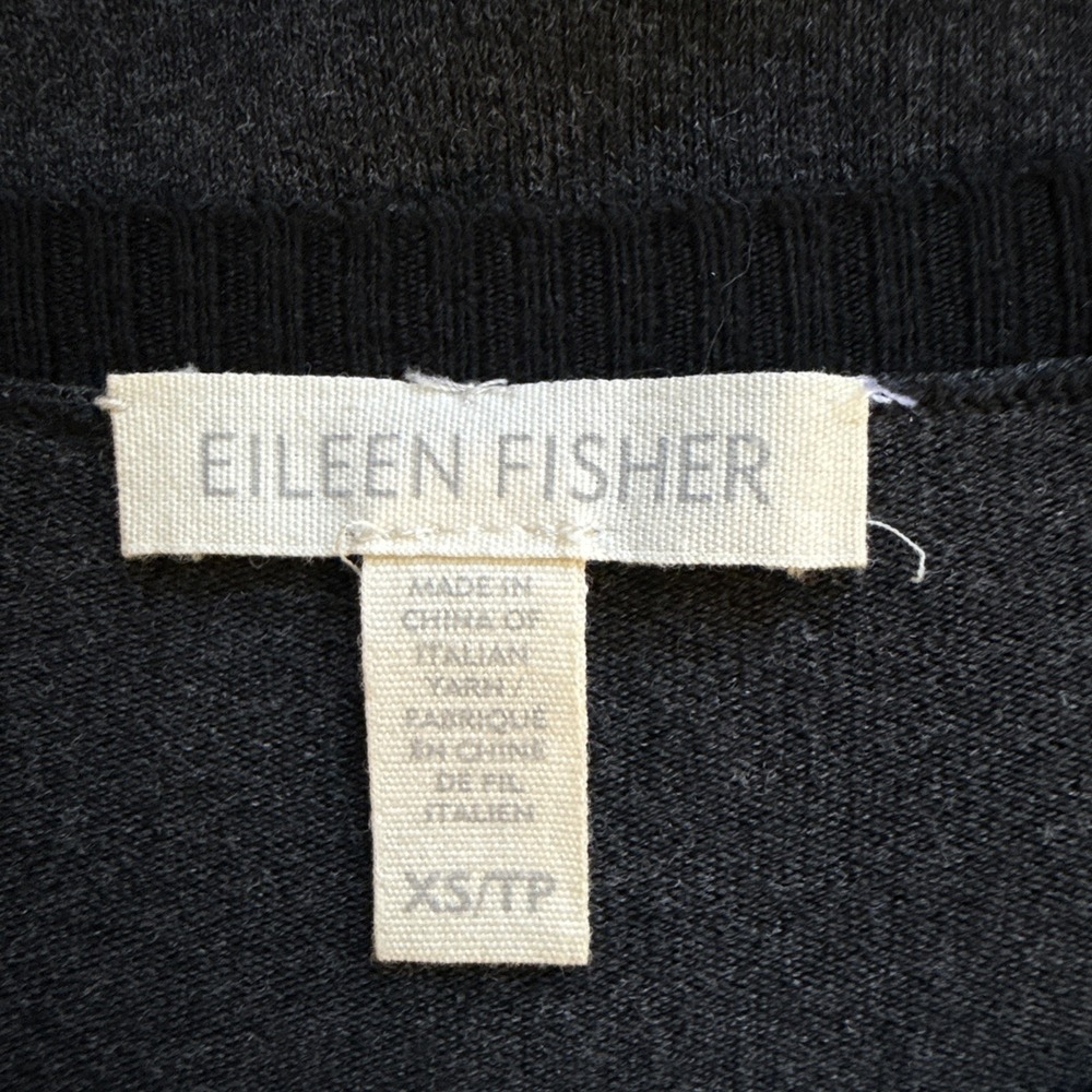 Eileen Fisher Womens Oversized Tunic Sweater Top Size XS Black Gray Colorblock - Picture 6 of 7